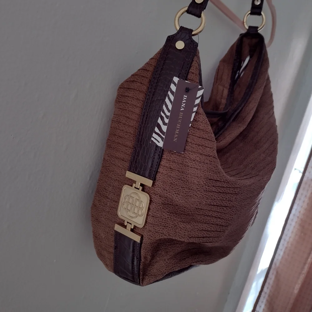 Dana Buchman Brown Hartsdale Hobo Handbag in Tan Saddle NWT